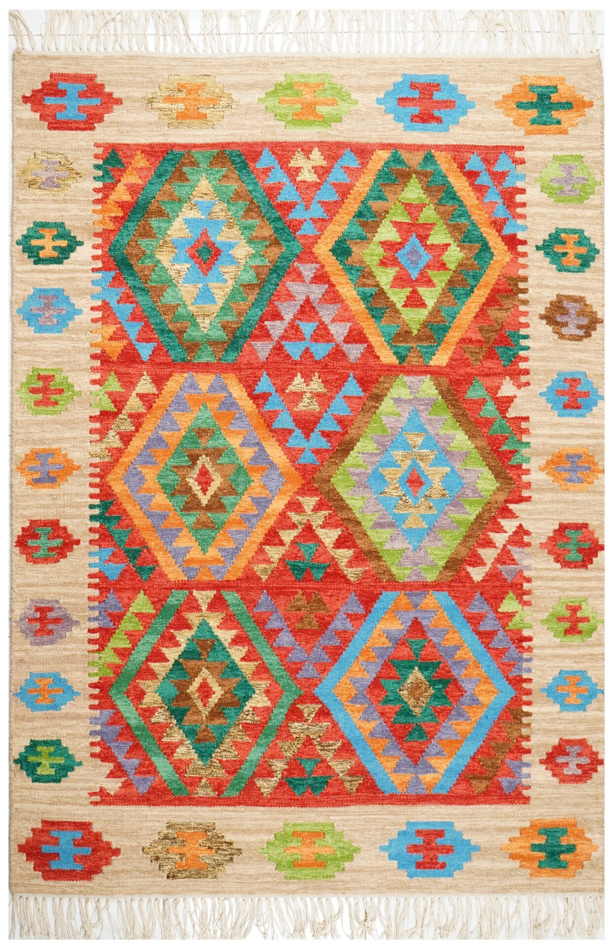 Rangoli Sanskriti Hand Woven Kilim Rug - Mirzapur Qaleen