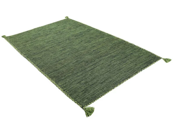 Emerald Elegance Hand Woven Cotton Rug