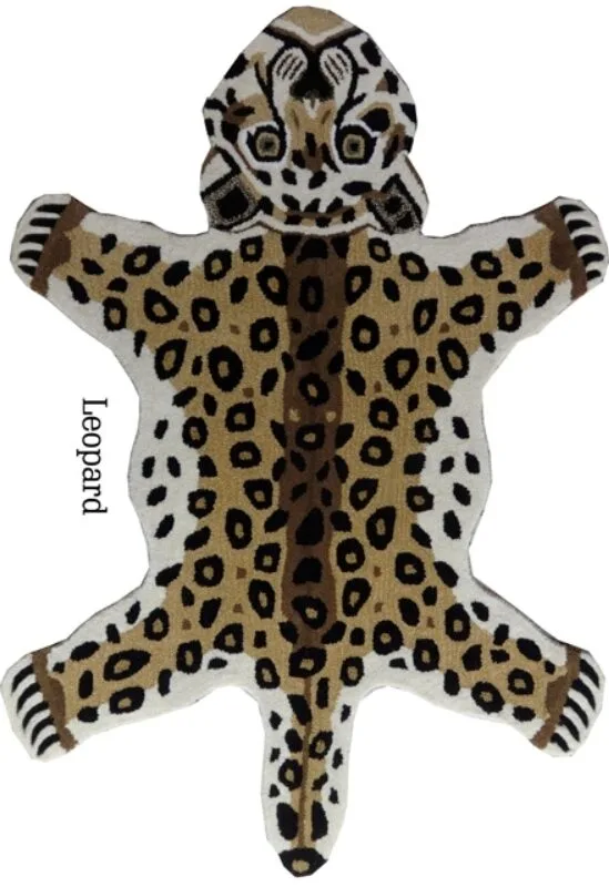 Leopard Design Hand Tufted Woolen Animal Carpets