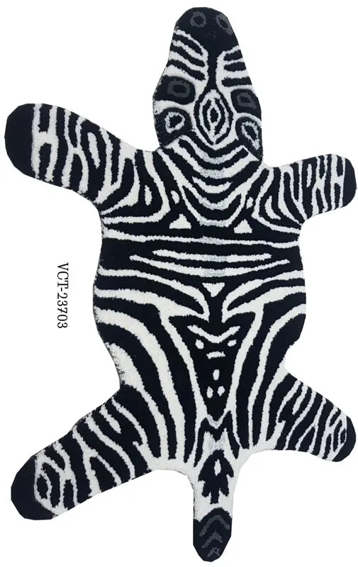 Zebra Design Hand Tufted Woolen Animal Carpets