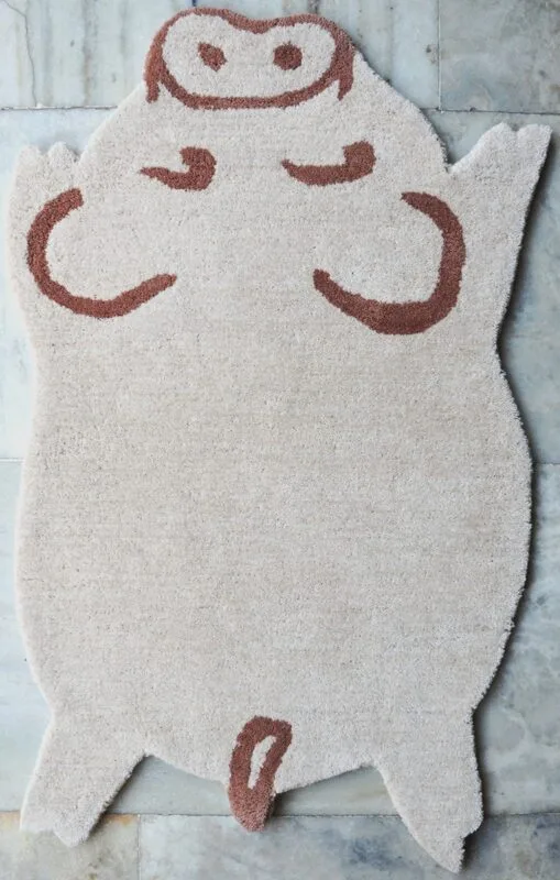 Pig Design Hand Tufted Woolen Animal Carpets