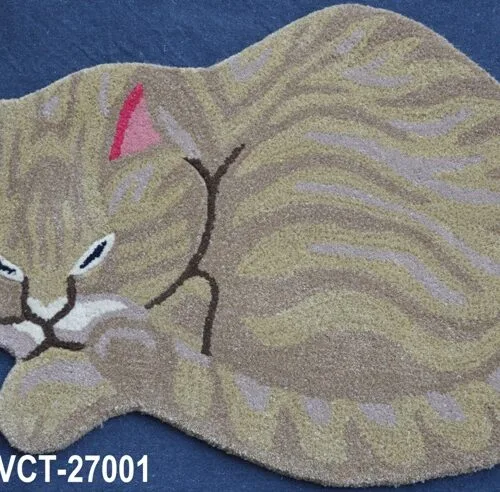 Cat Design Hand Tufted Woolen Animal Carpets