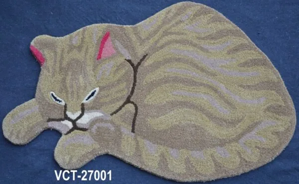 Cat Design Hand Tufted Woolen Animal Carpets